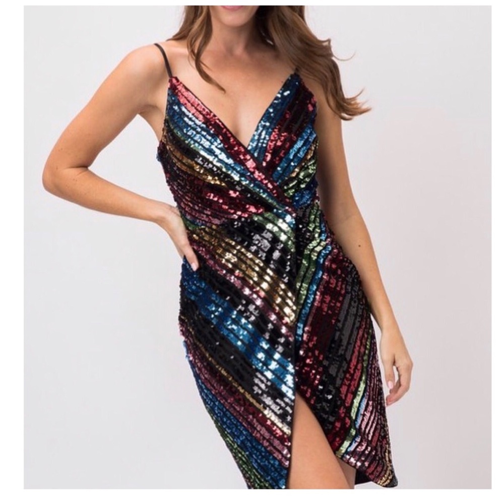 Multi Sequin Striped Dress